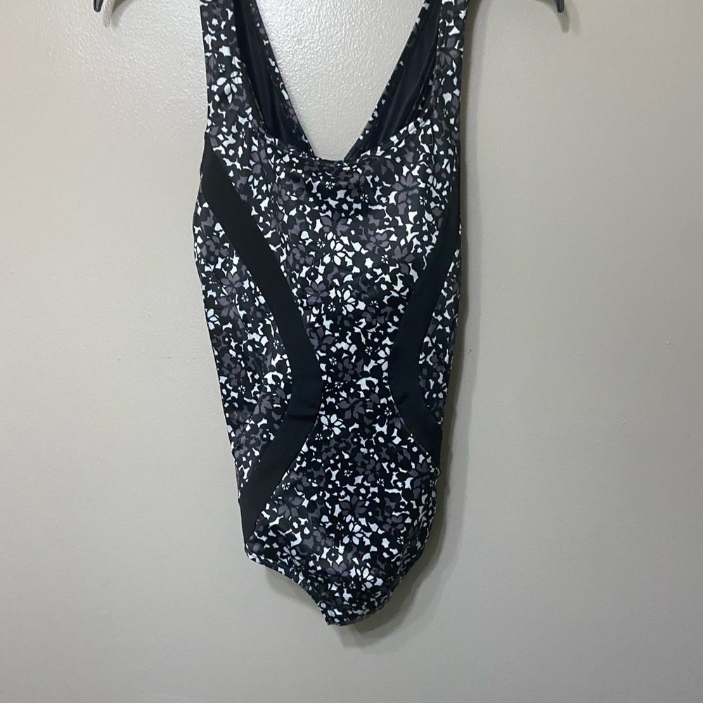 Black and White Patterned Swimsuit lands end